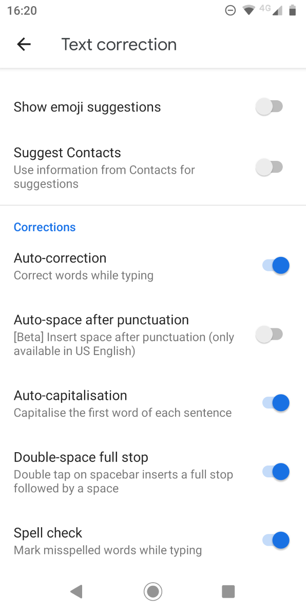 automatic capital letters android toggle