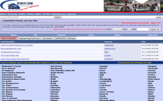 Automotive Forums is among the oldest and best discussion boards for car problems