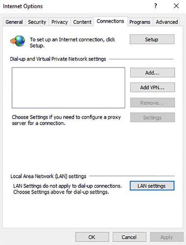 Proxy Server Settings on Internet Explorer