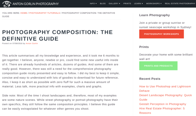 Anton Gorlin has an in-depth, clear, and easy-to-understand guide to photography composition