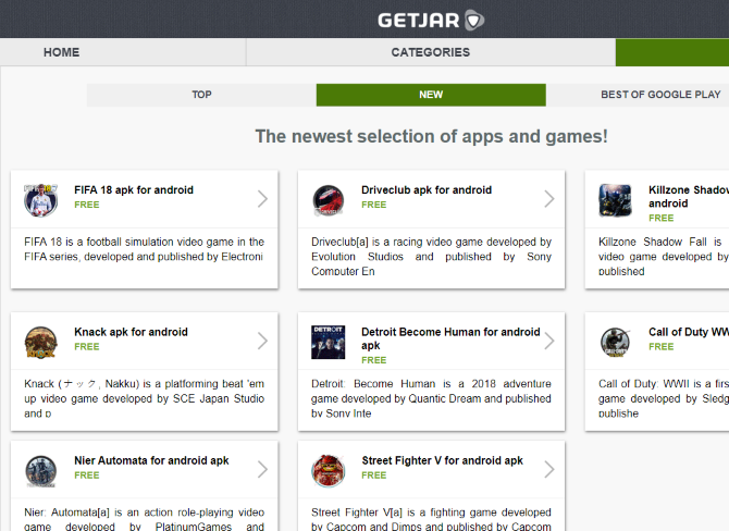 Browse the GetJar website on your PC