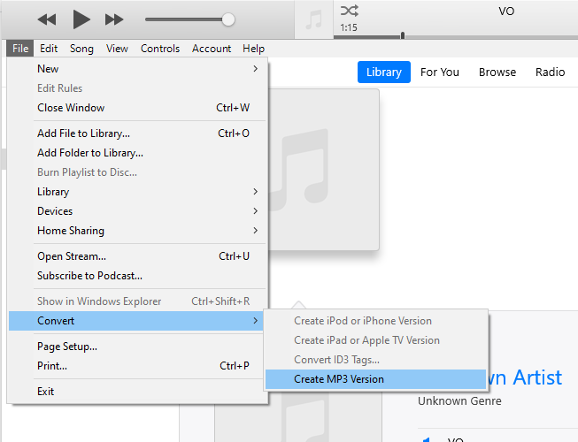Convert WAV files to MP3 with iTunes import and conversion tool