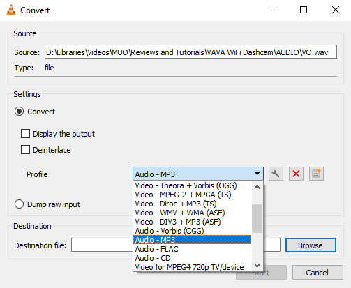 Convert WAV to MP3 in VLC