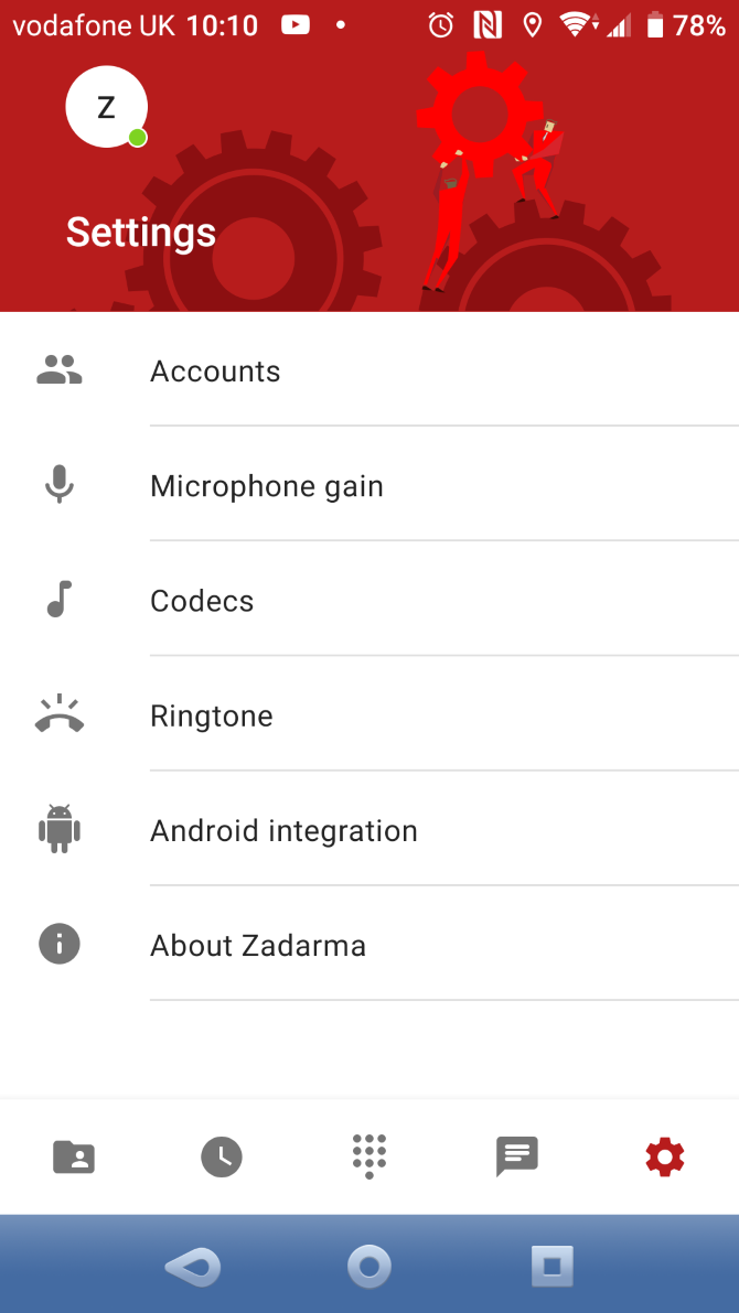 Adjust Zadarma app settings