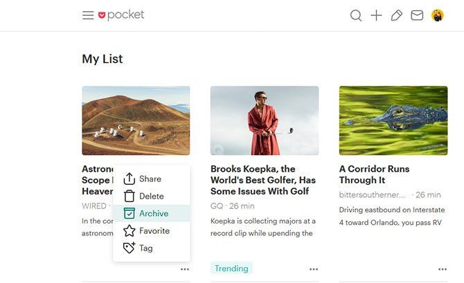 Pocket versus bookmarks - Pocket archive