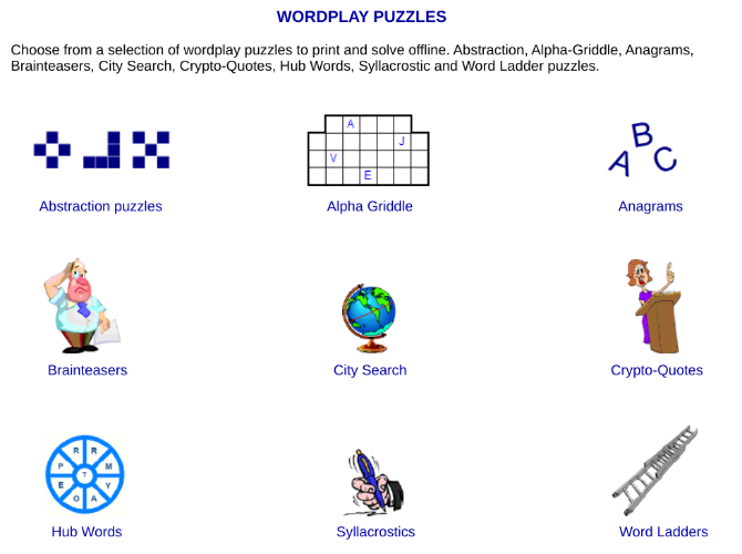 Find classic puzzles and riddles that you can print out for free at Puzzle Choice