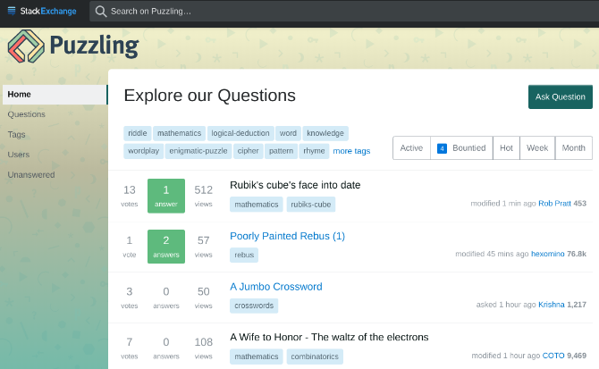 Stack Exchange's Puzzling community is a forum for puzzlers with some of the toughest riddles and brain teasers