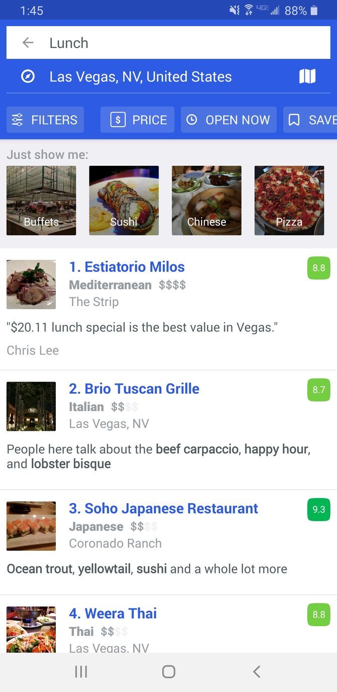 Foursquare Social Travel App Food