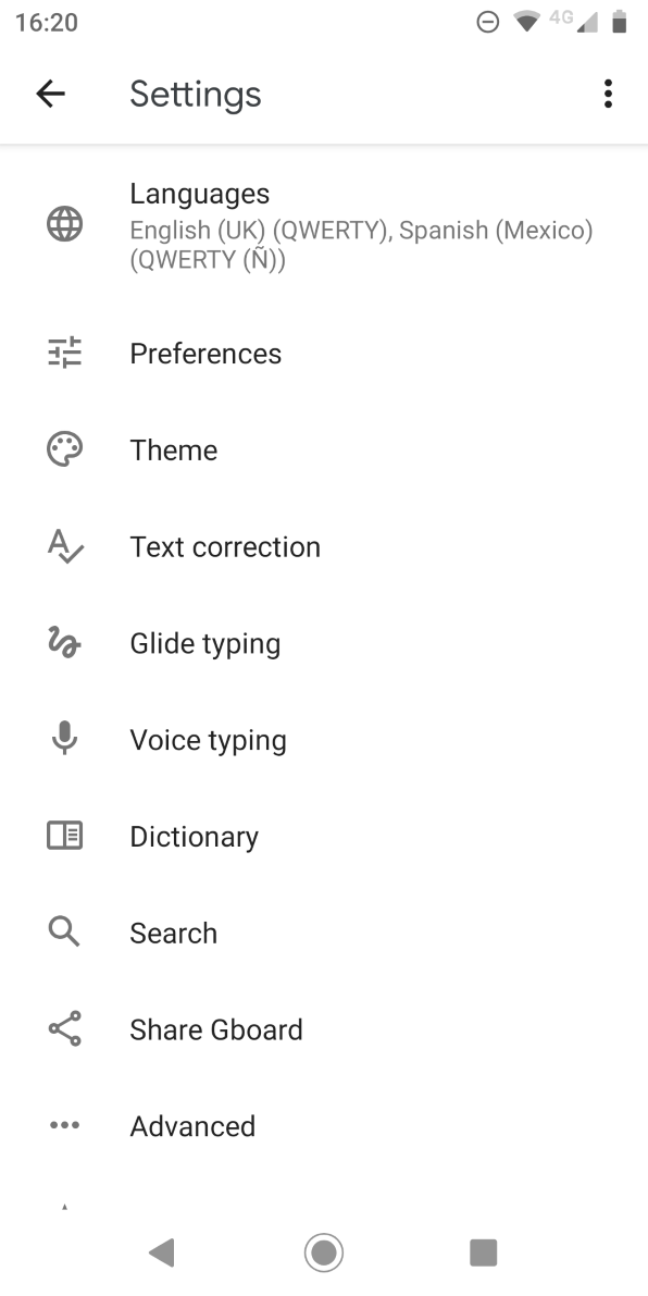 voice typing menu option