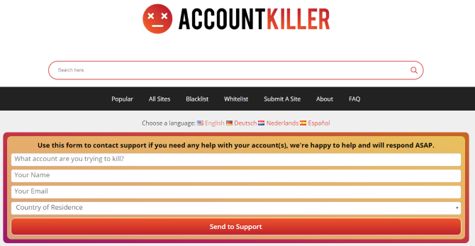 The main page for AccountKiller