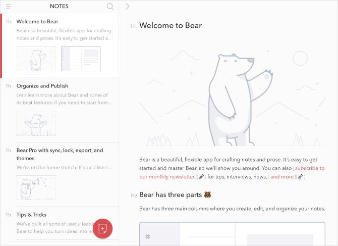 Bear Welcome notes on iPad