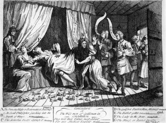 Mary Toft supposedly giving birth to rabbits