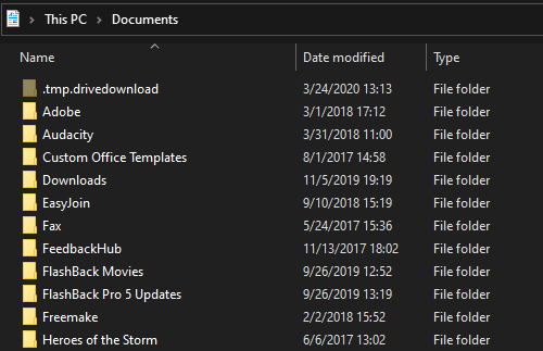 Documents Folder Windows 10