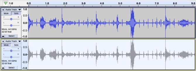 Duplicate tracks with one muted in Audacity
