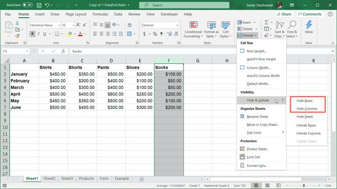 unhide a column in excel mac