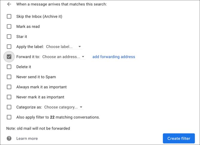 Gmail Filter Forward To