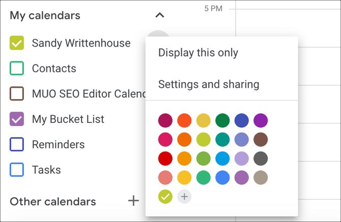Google Calendar Default Color on the Web