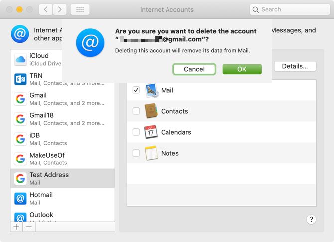 mac mail remove account not in accounts