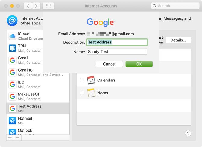 sign into my internet accounts for gmail on mac