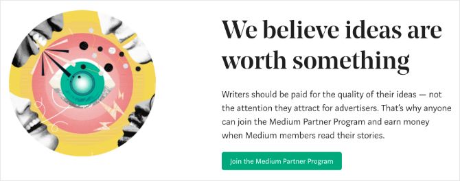 Medium banner offering to pay for written content