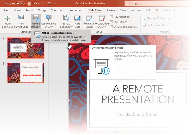 Start Office Presentation Service in PowerPoint