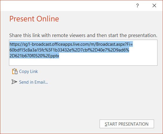 Send invite to join a Microsoft PowerPoint Presentation online