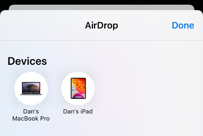 Multiple Devices in AirDrop share sheet