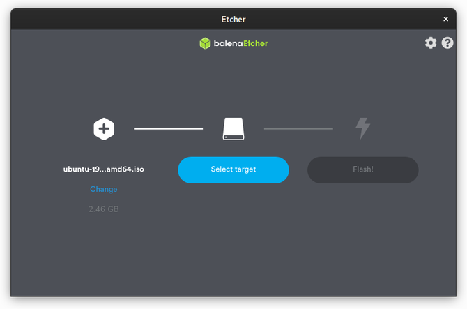 balenaEtcher tool for flashing ISO to a flash drive