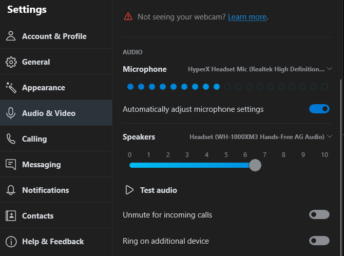 Skype Test Microphone Settings