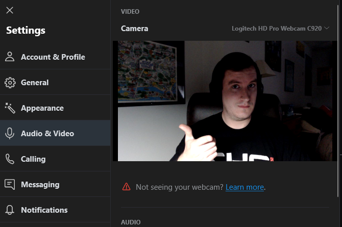 Skype Webcam Settings