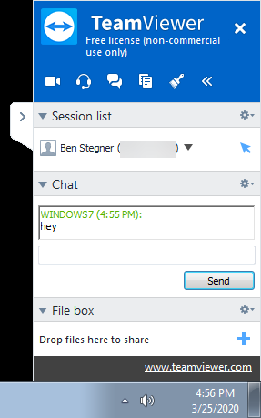 TeamViewer Remote Chat Box