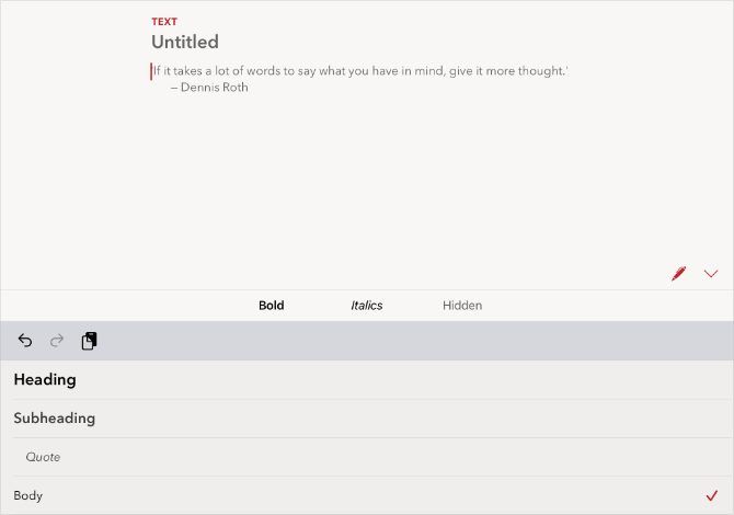 Aplikasi Werdsmith di iPad menunjukkan antarmuka yang bersih