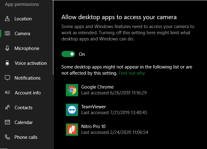 Windows 10 Desktop Apps Camera