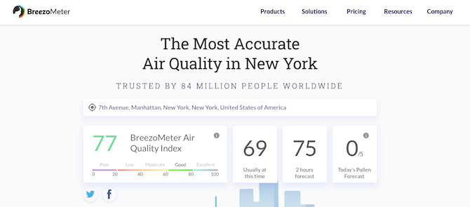 check air quality in browser
