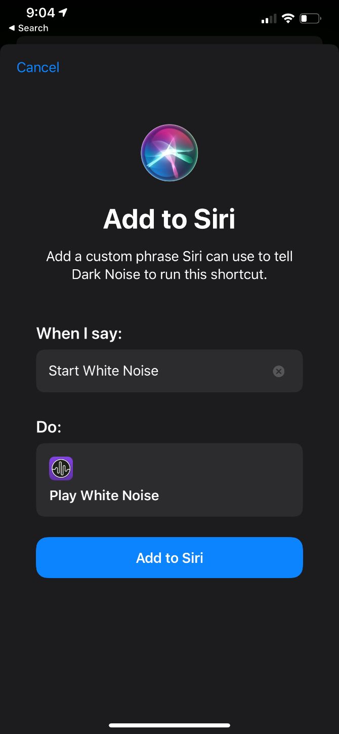 Dark Noise use with Siri