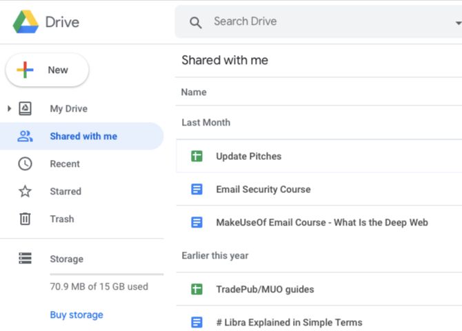 Shared With Me section in Google Drive
