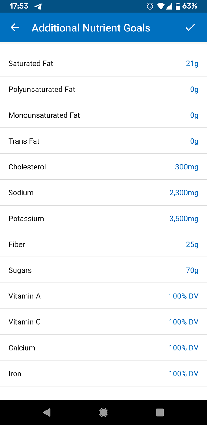 how fitness apps count calories - myfitnesspal - additional nutrient info