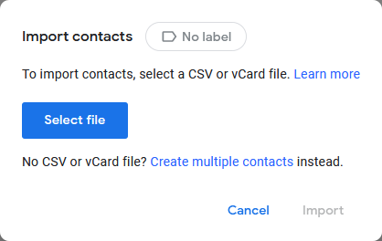 Import contacts in Google Contacts