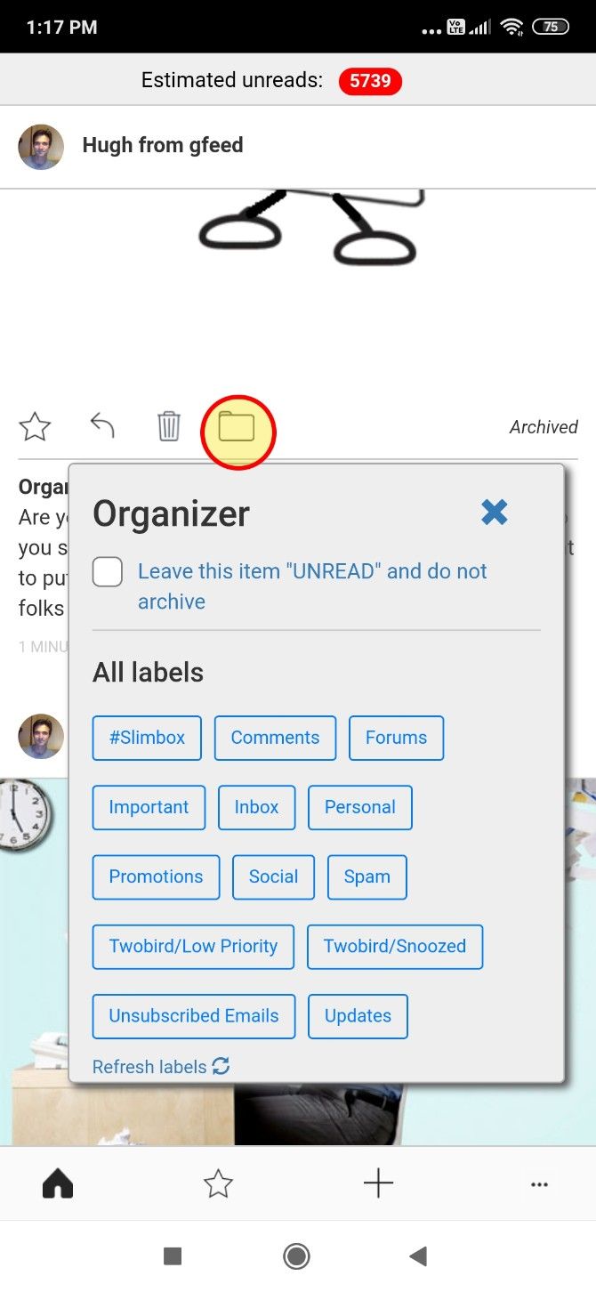 Add labels to organize emails in gfeed