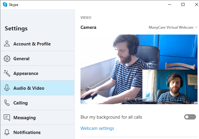 manycam skype camera options