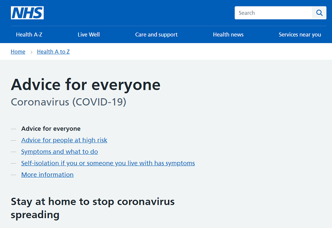 nhs coronavirus website