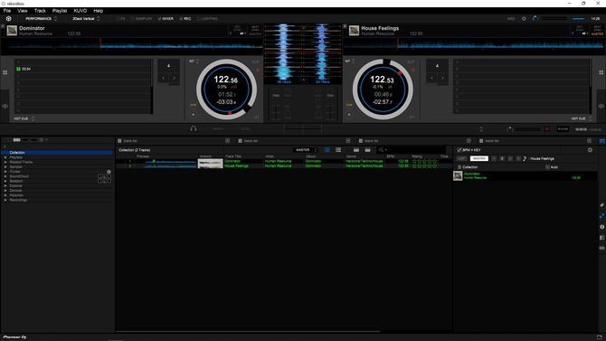 a screenshot of the rekordbox interface