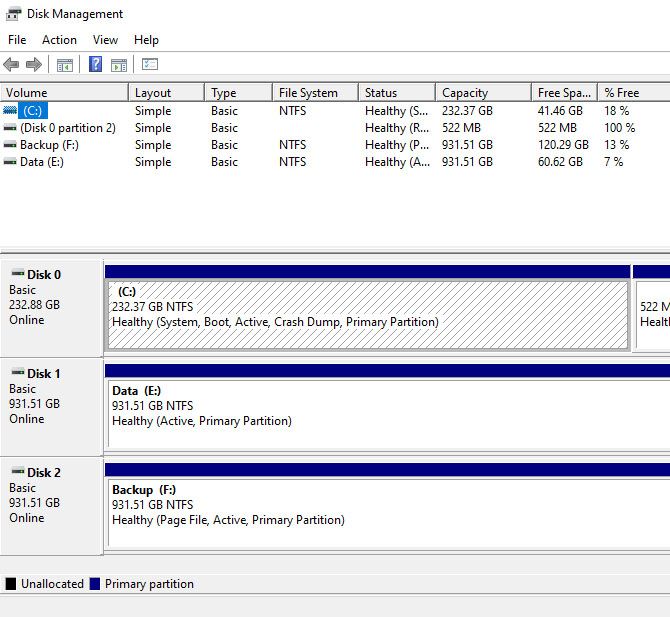 replace hard drive - windows disk management