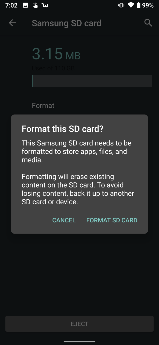 prompt to format sd card
