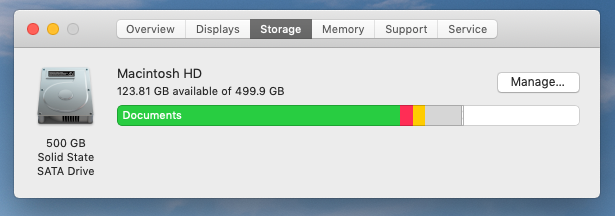 how check disk space mac