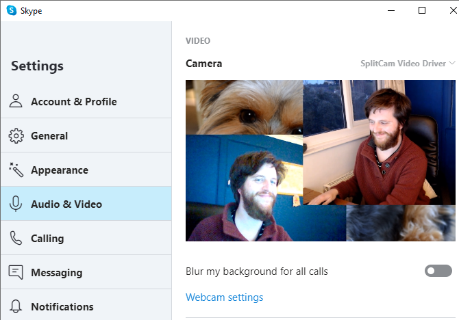 skype splitcam webcam settings