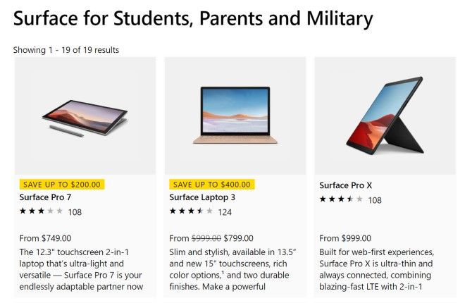 microsoft student discount laptops