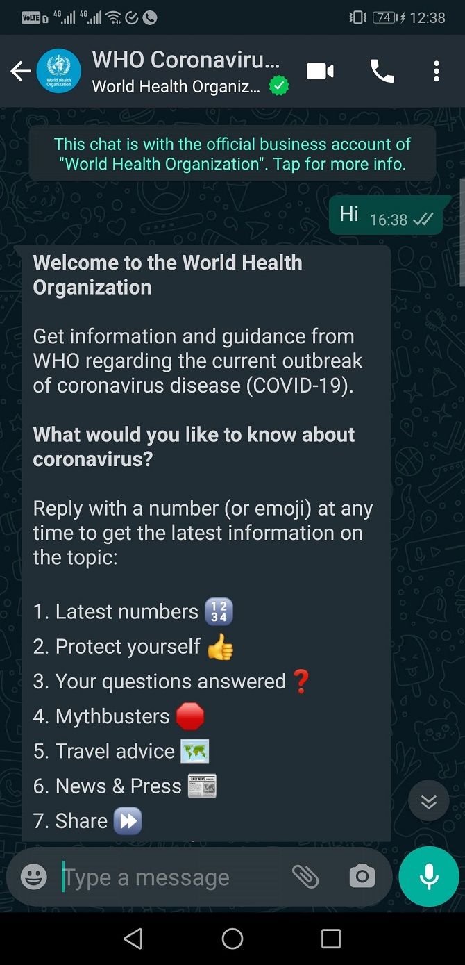 who health alert whatsapp information