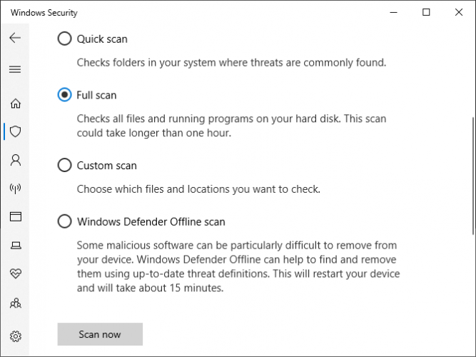 Windows Security full scan