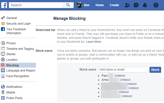 Страница блокировки Facebook
